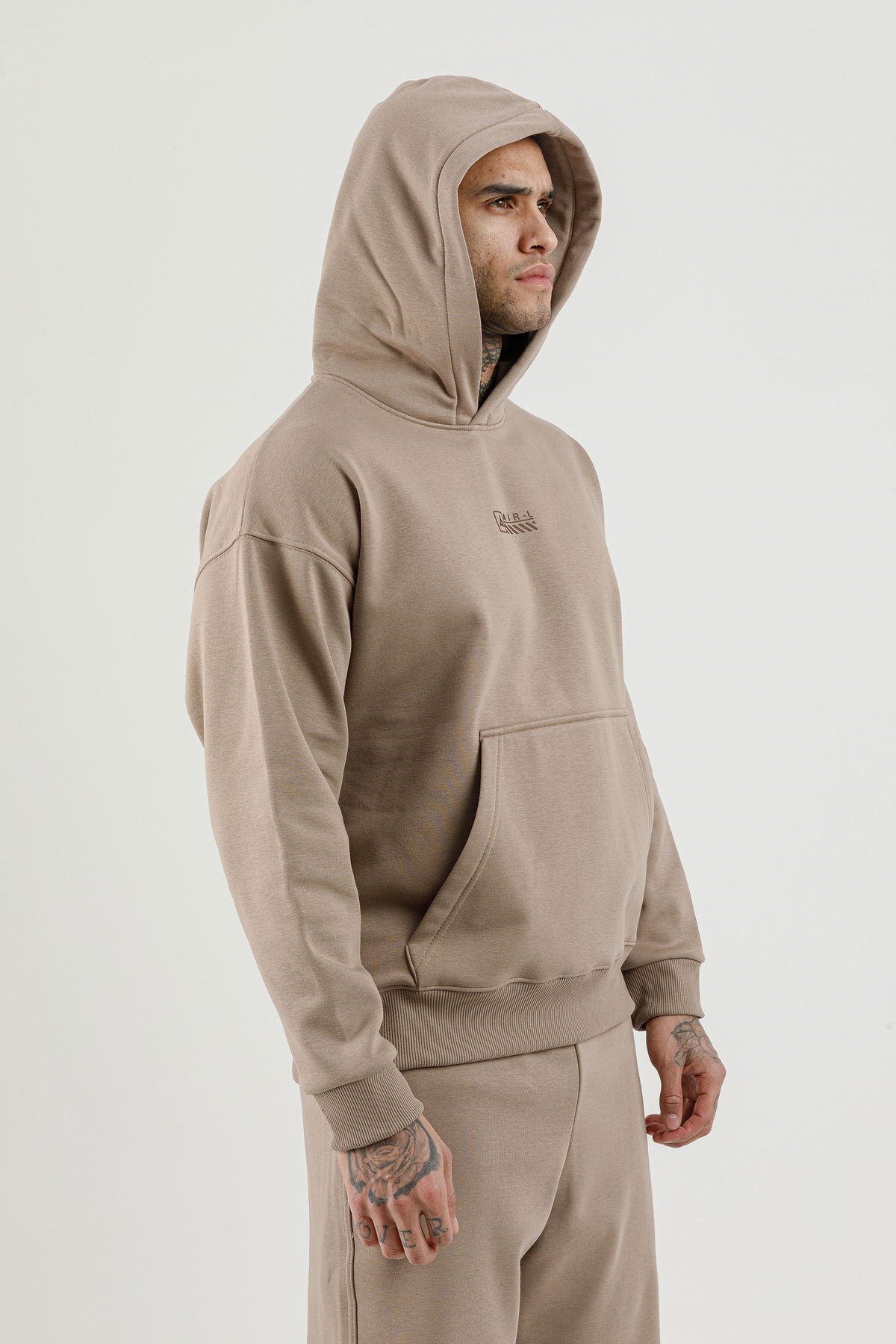 180018-M.02 - Kahverengi - Kanguru Cepli Erkek Kapüşonlu Sweatshirt