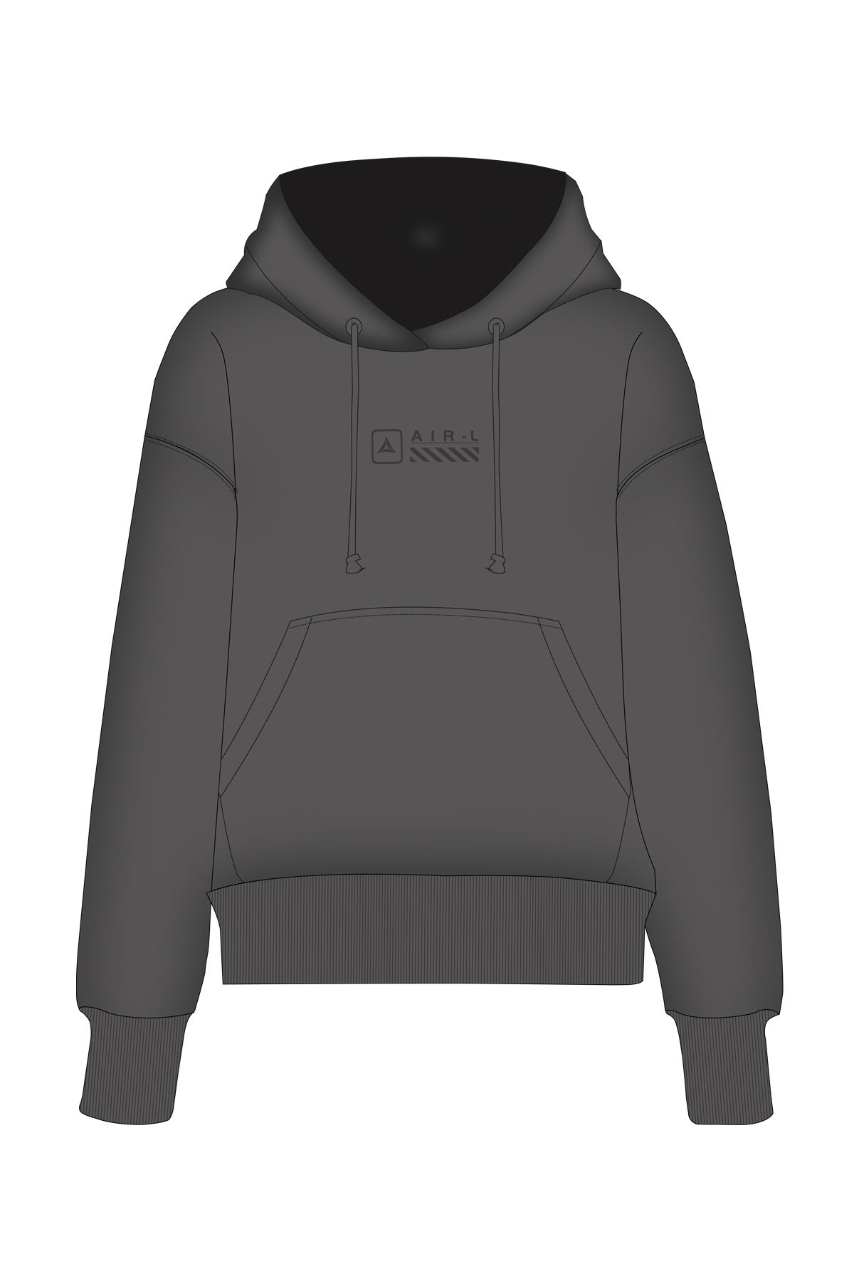 180021-W.02 - Siyah - Kanguru Cepli Kadın Kapüşonlu Sweatshirt