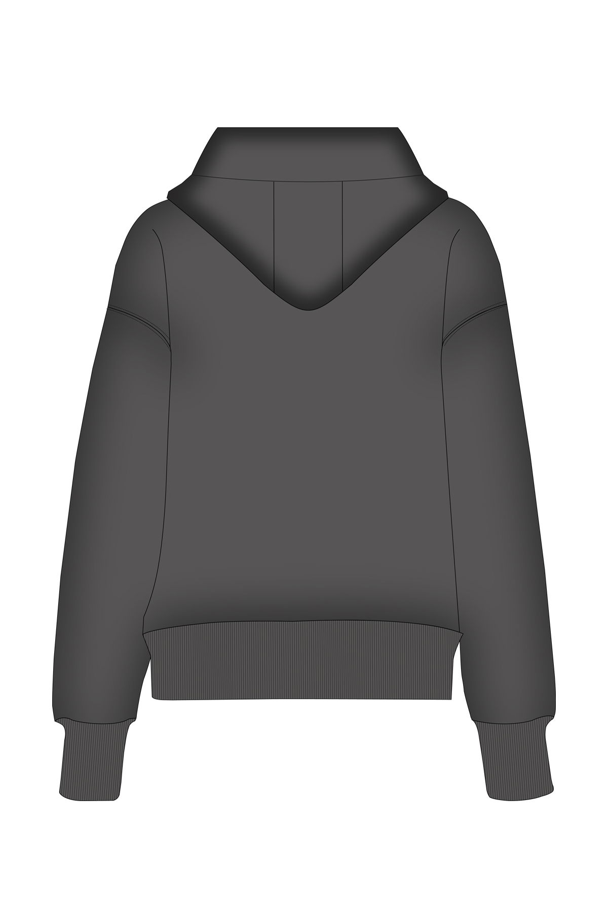 180021-W.02 - Siyah - Kanguru Cepli Kadın Kapüşonlu Sweatshirt