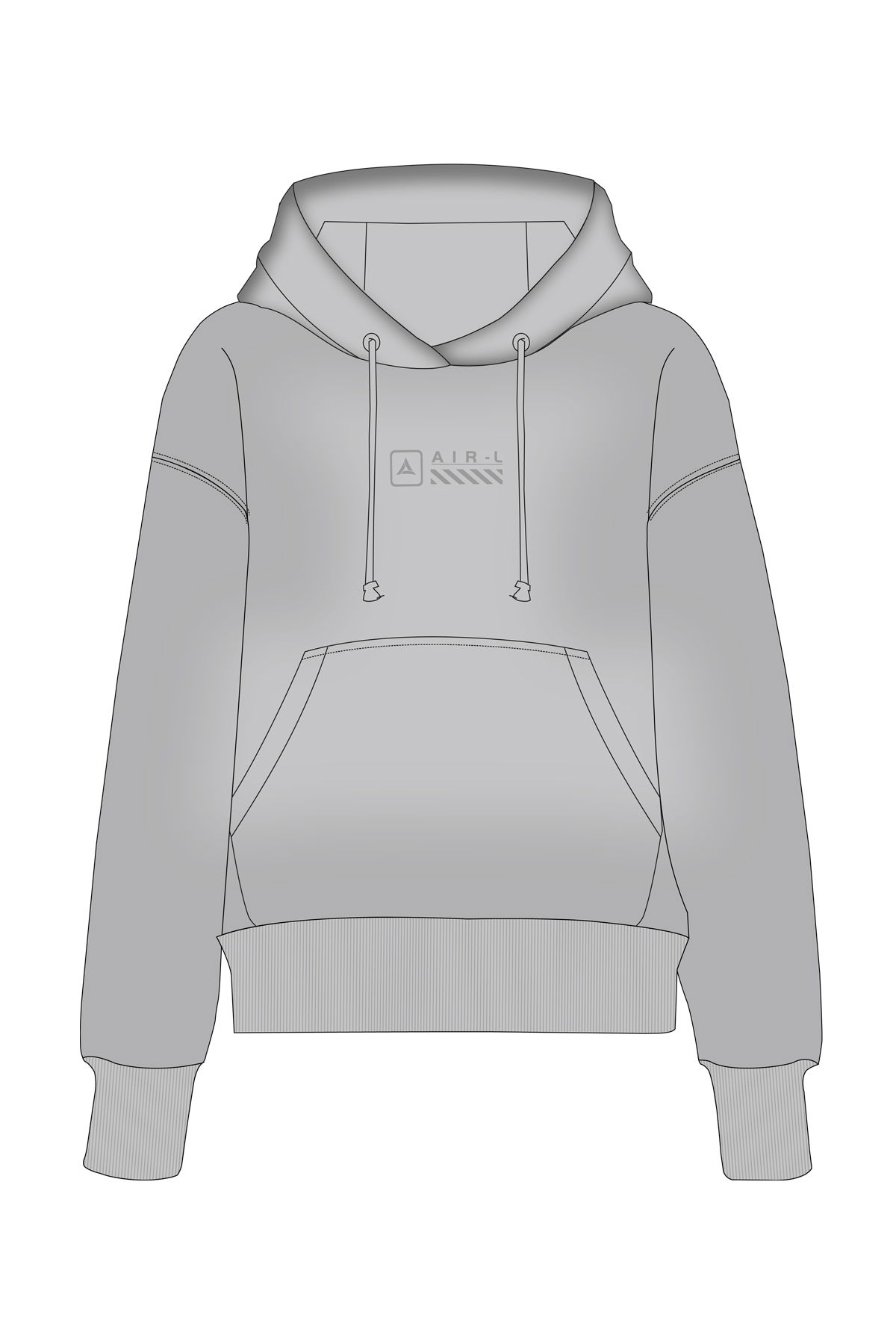 180021-W.02 - Gri - Kanguru Cepli Kadın Kapüşonlu Sweatshirt