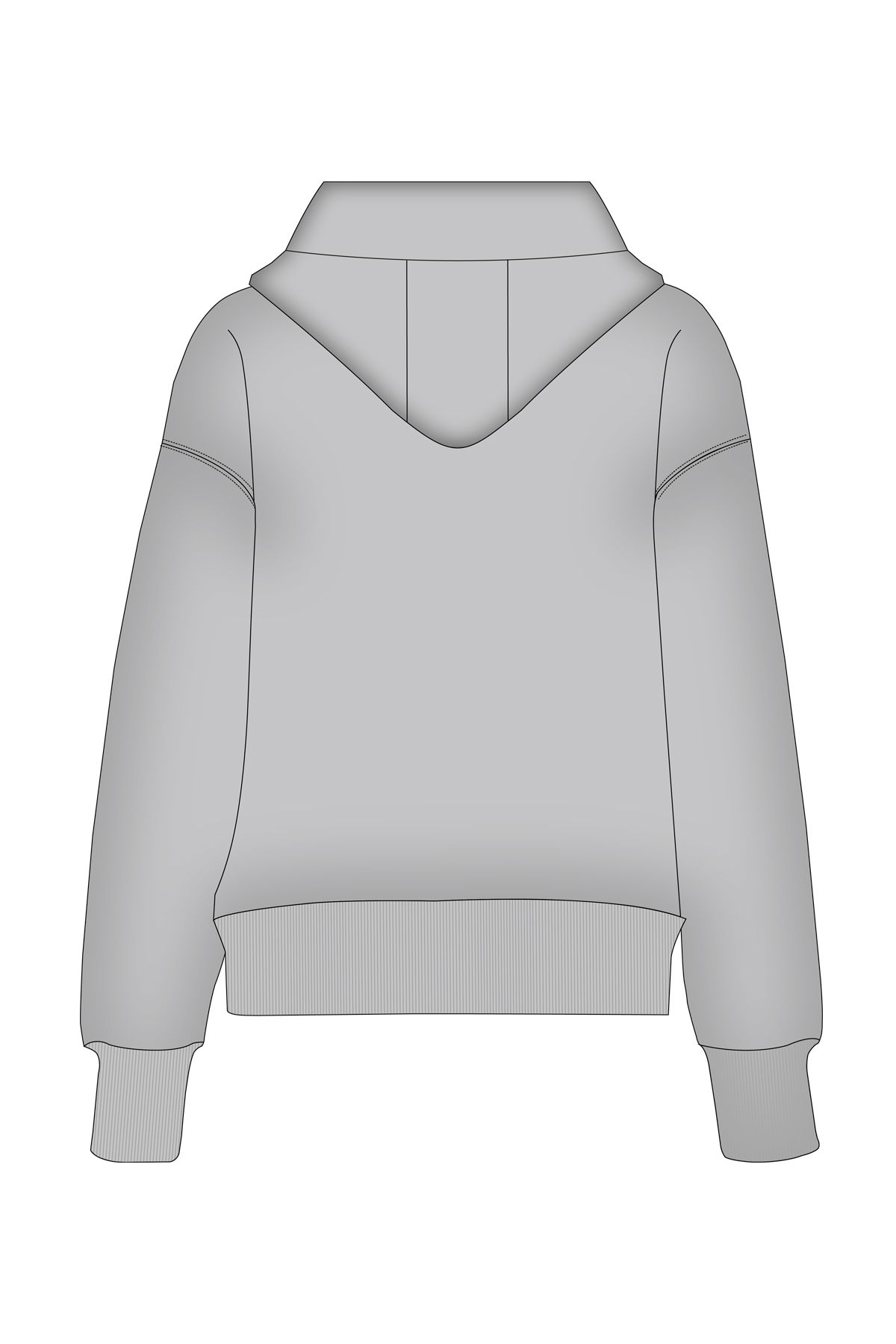 180021-W.02 - Gri - Kanguru Cepli Kadın Kapüşonlu Sweatshirt