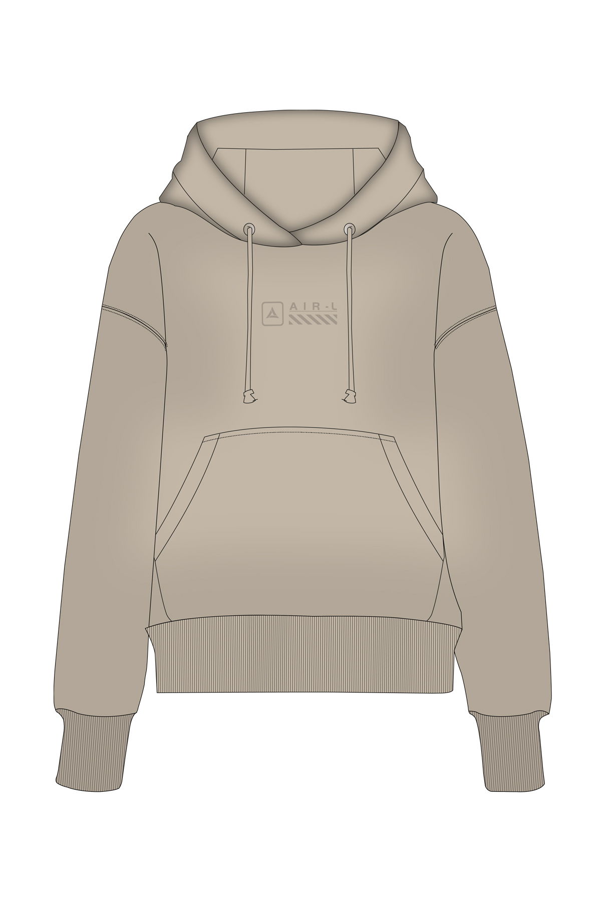 180021-W.02 - Kahverengi - Kanguru Cepli Kadın Kapüşonlu Sweatshirt