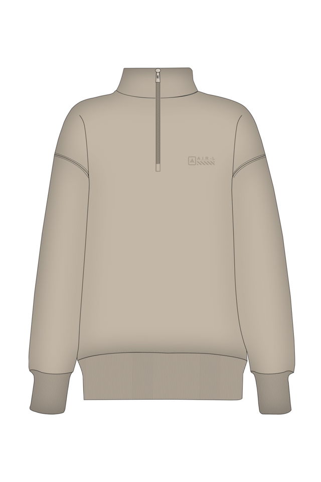 180022-W.02 - Kahverengi - Yarım Fermuarlı Kadın Dik Yaka Sweatshirt