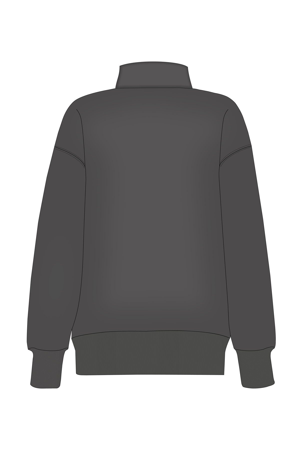 180022-W.02 - Siyah - Yarım Fermuarlı Kadın Dik Yaka Sweatshirt