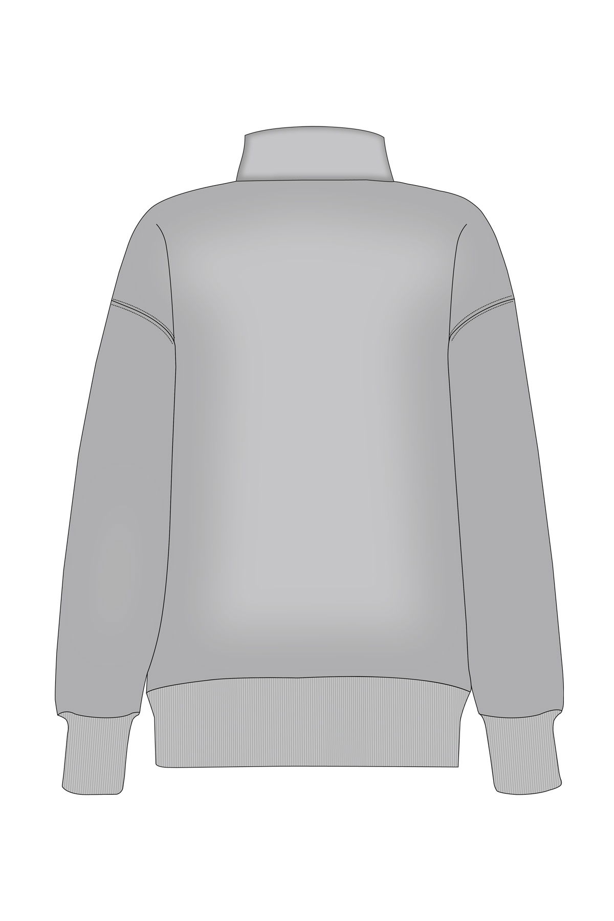 180022-W.02 - Gri - Yarım Fermuarlı Kadın Dik Yaka Sweatshirt