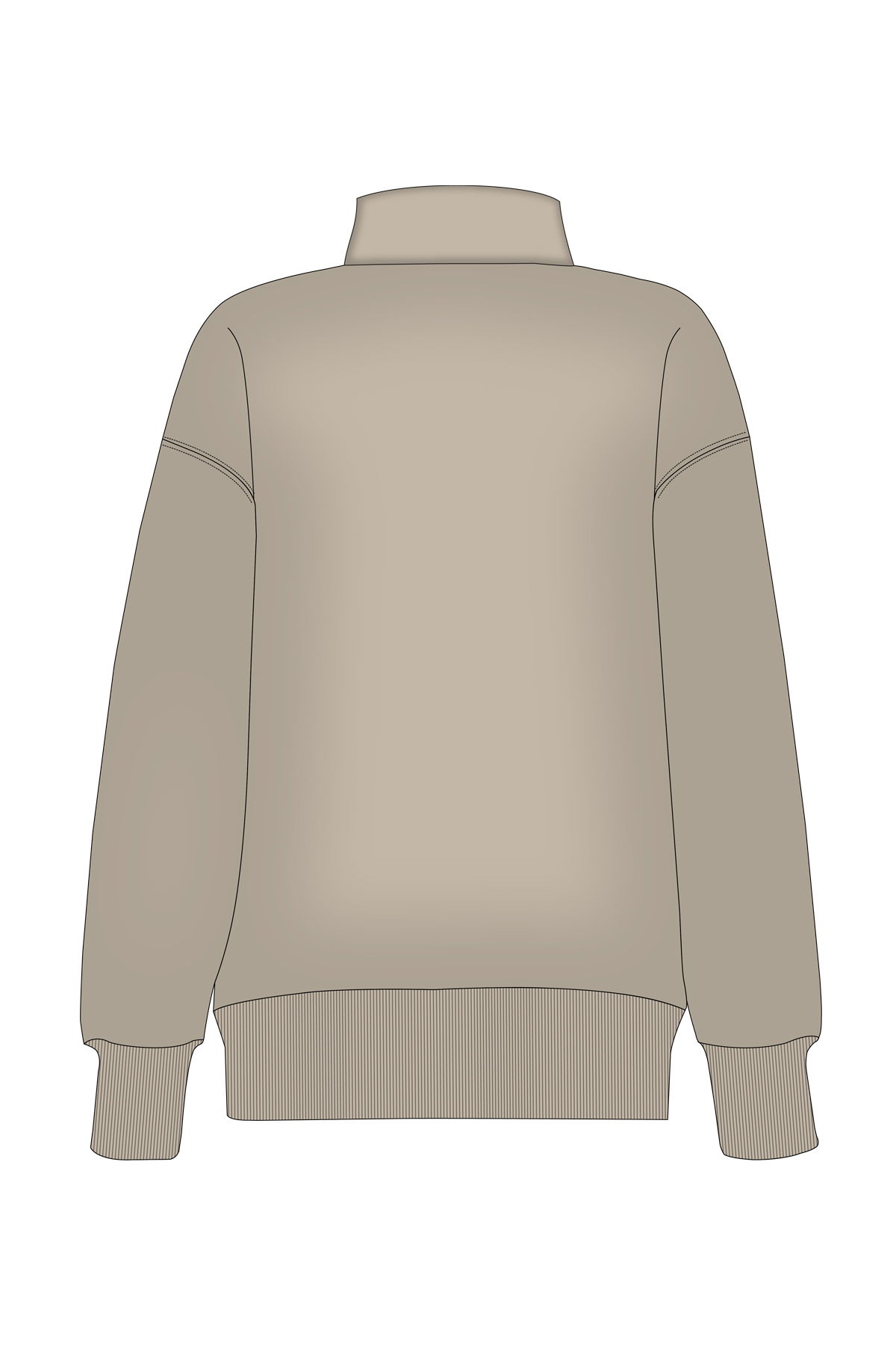 180022-W.02 - Kahverengi - Yarım Fermuarlı Kadın Dik Yaka Sweatshirt