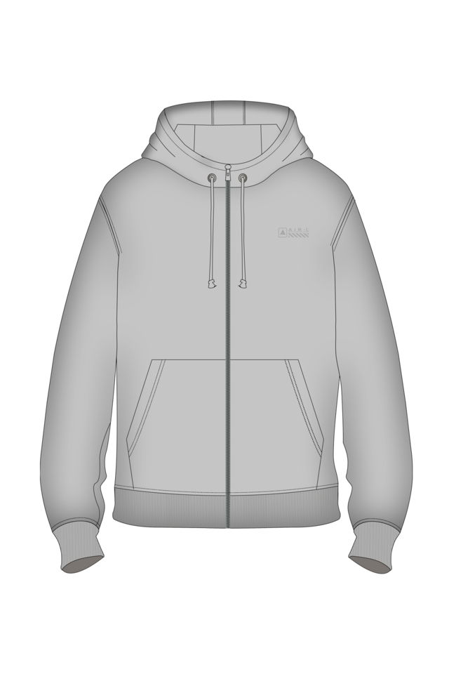 180023-M.03 - Gri - Tam Boy Fermuarlı Kanguru Cepli Erkek (Büyük Beden) Kapüşonlu Sweatshirt