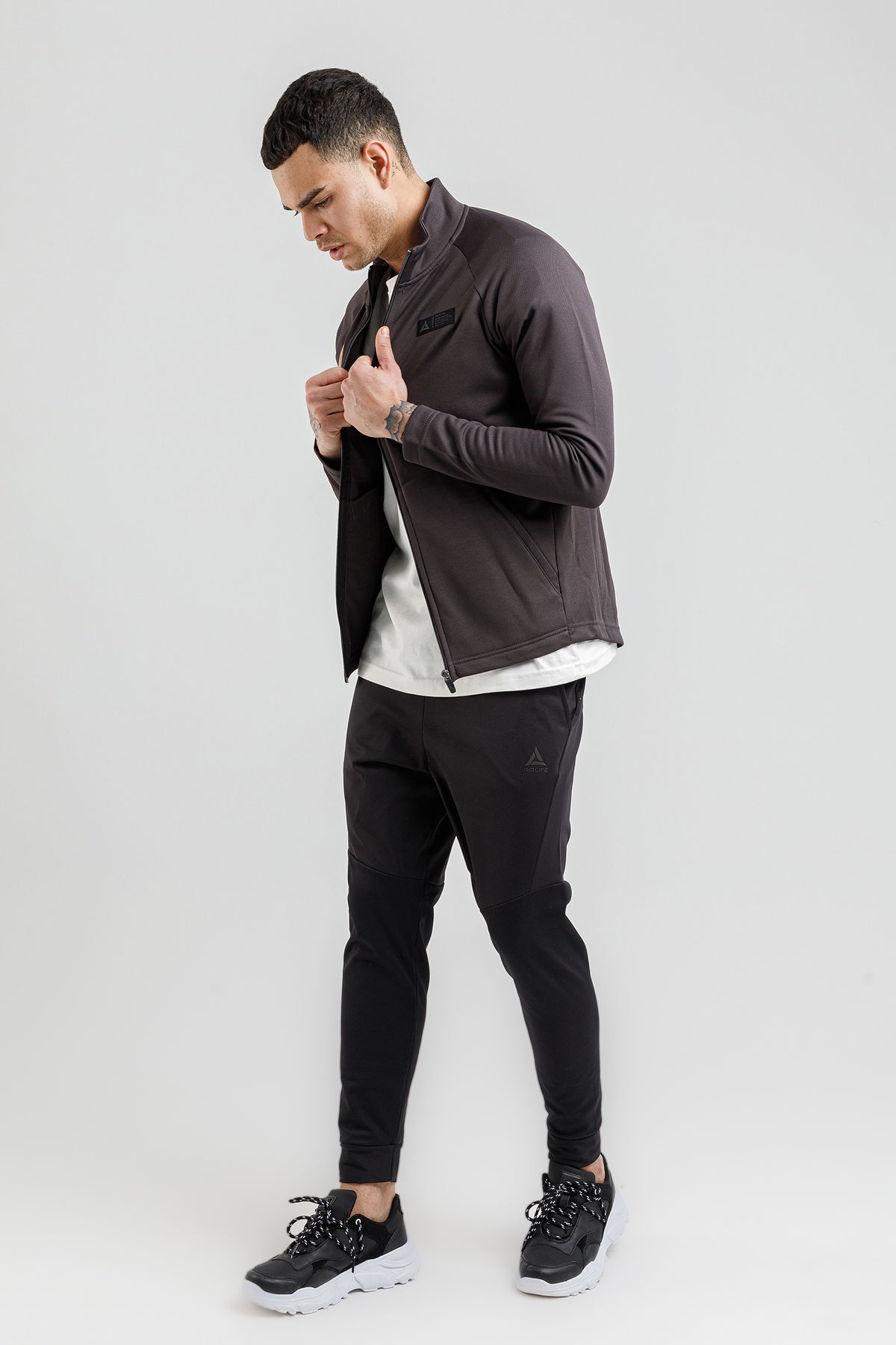 18062 - Füme - Erkek Dik Yaka Sweatshirt
