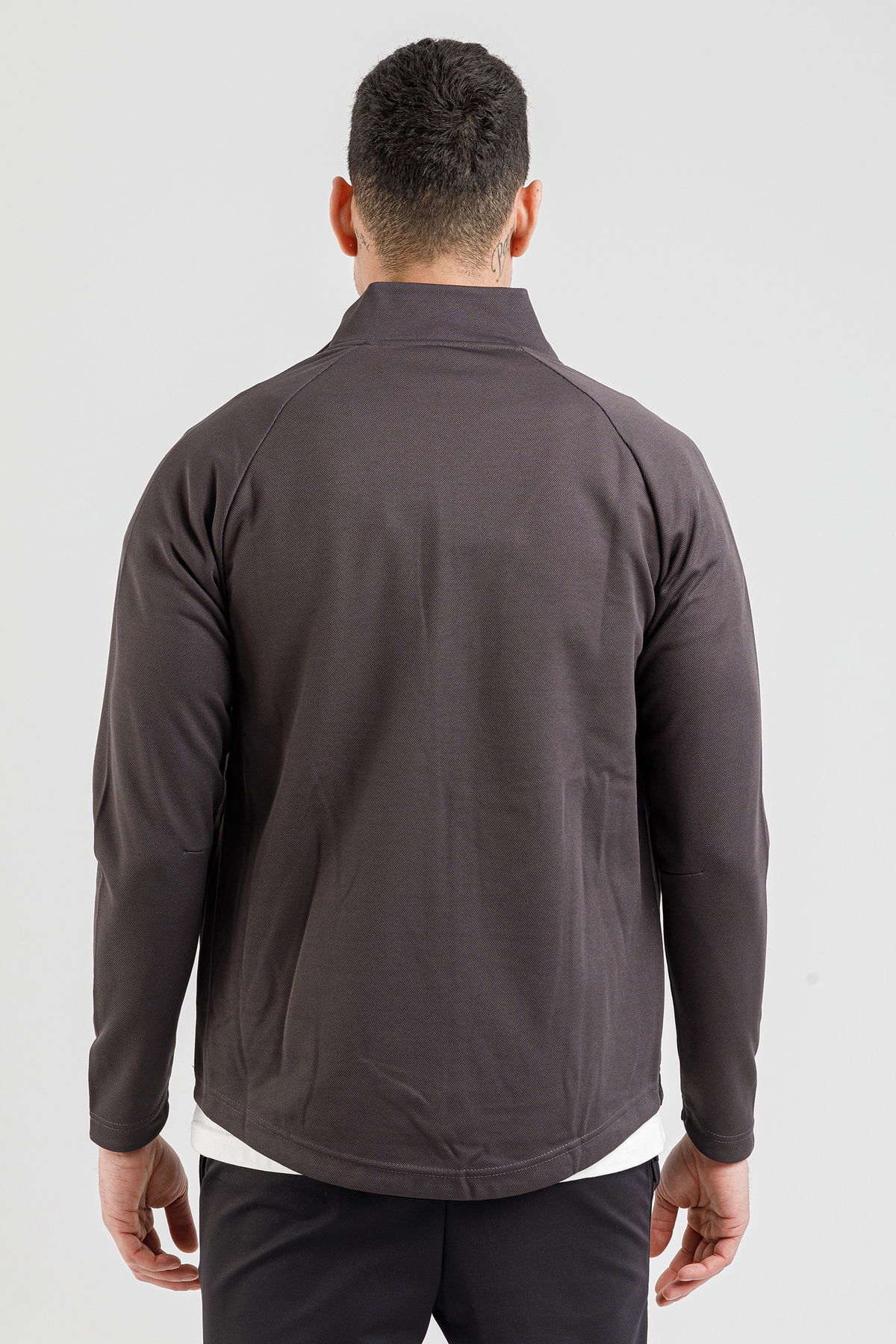 18062 - Füme - Erkek Dik Yaka Sweatshirt