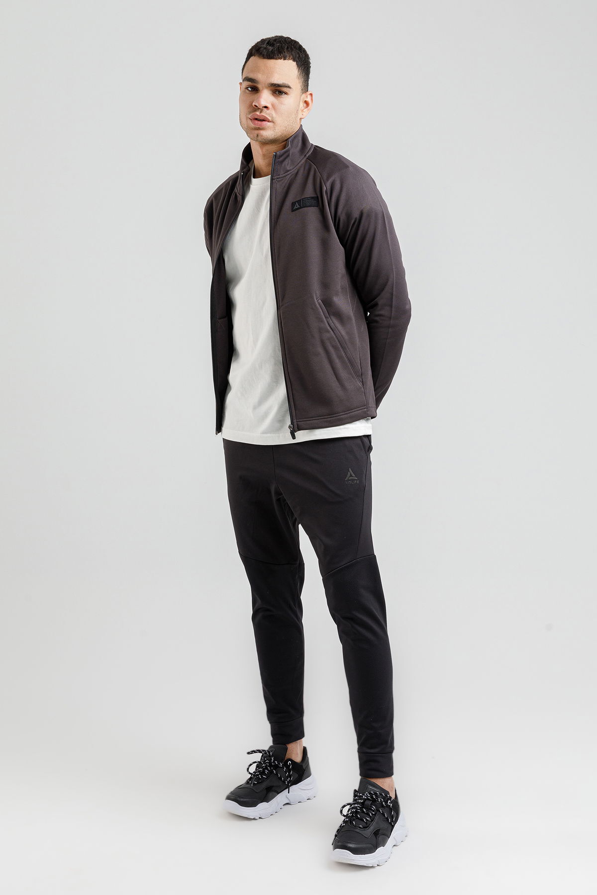 18062 - Füme - Erkek Dik Yaka Sweatshirt