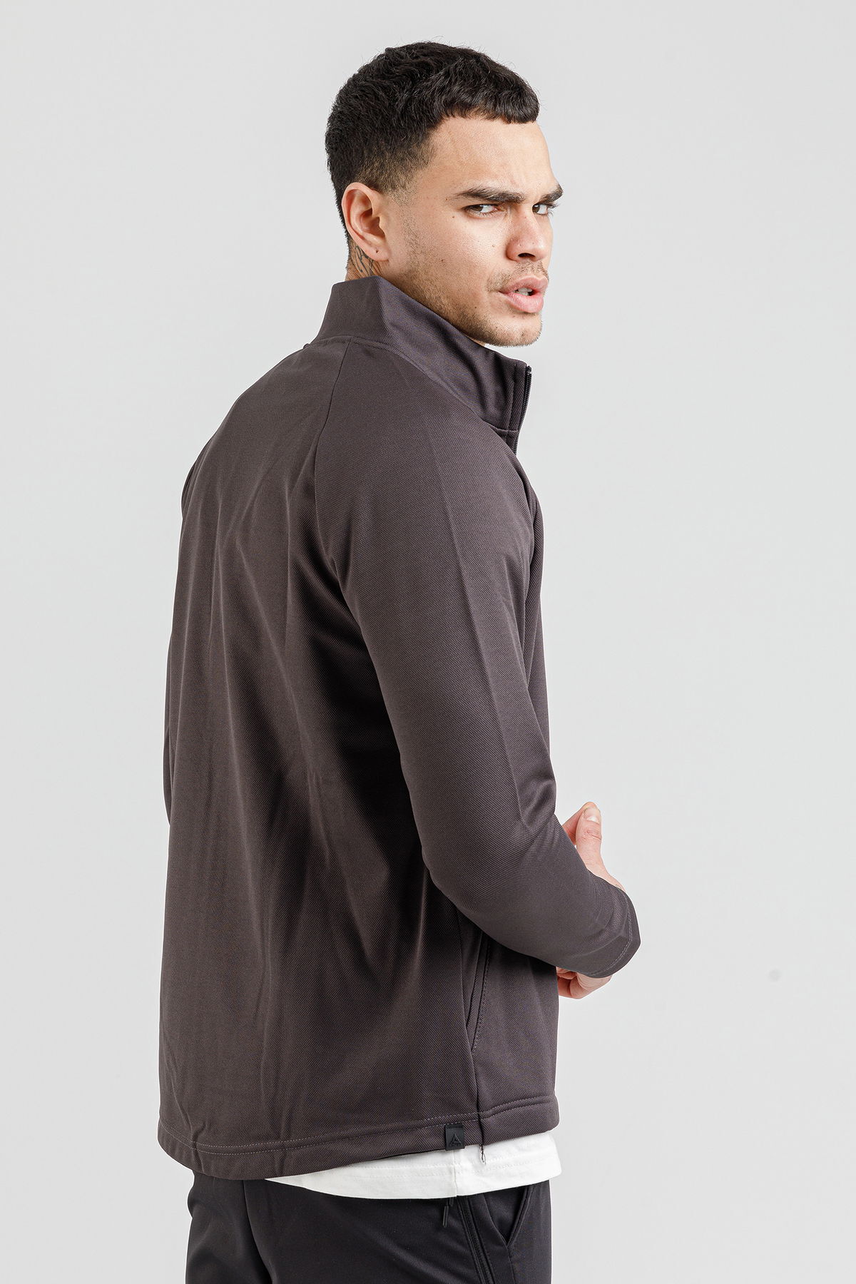 18062 - Füme - Erkek Dik Yaka Sweatshirt