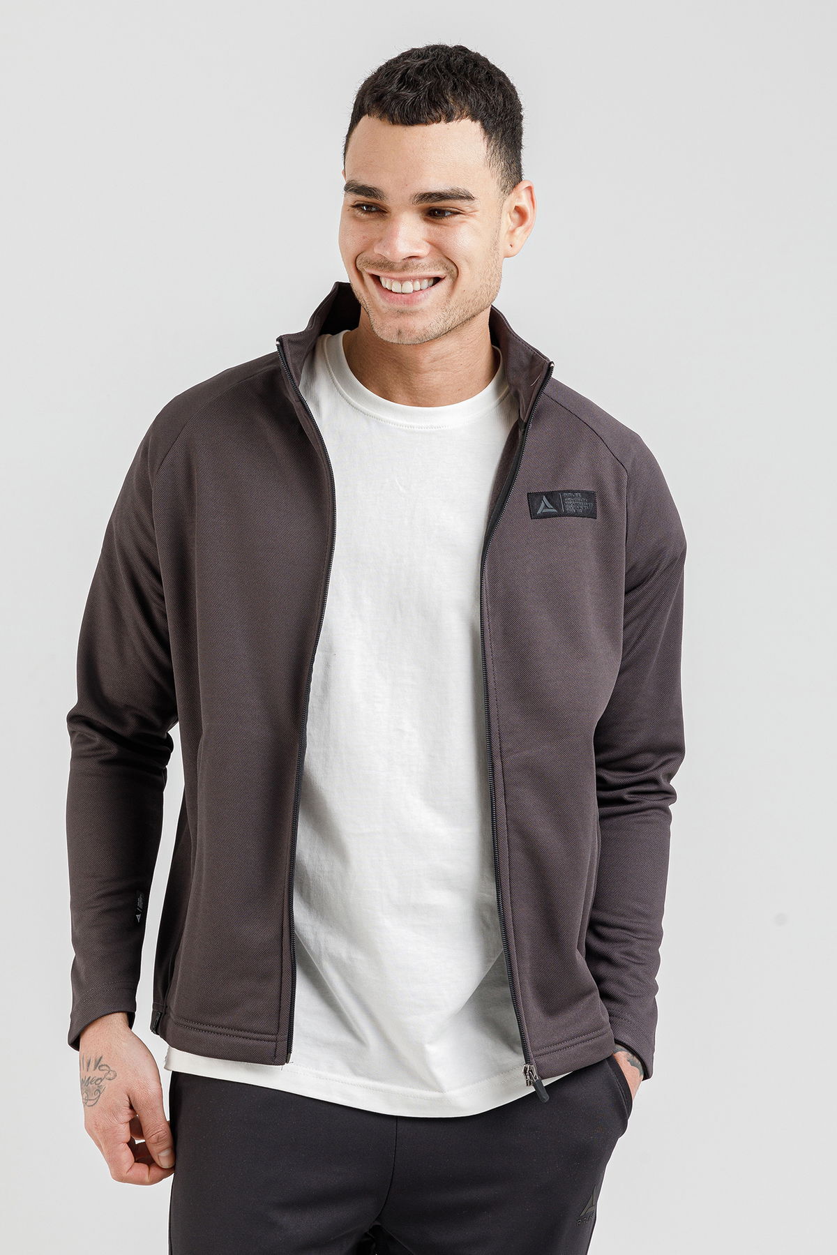 18062 - Füme - Erkek Dik Yaka Sweatshirt