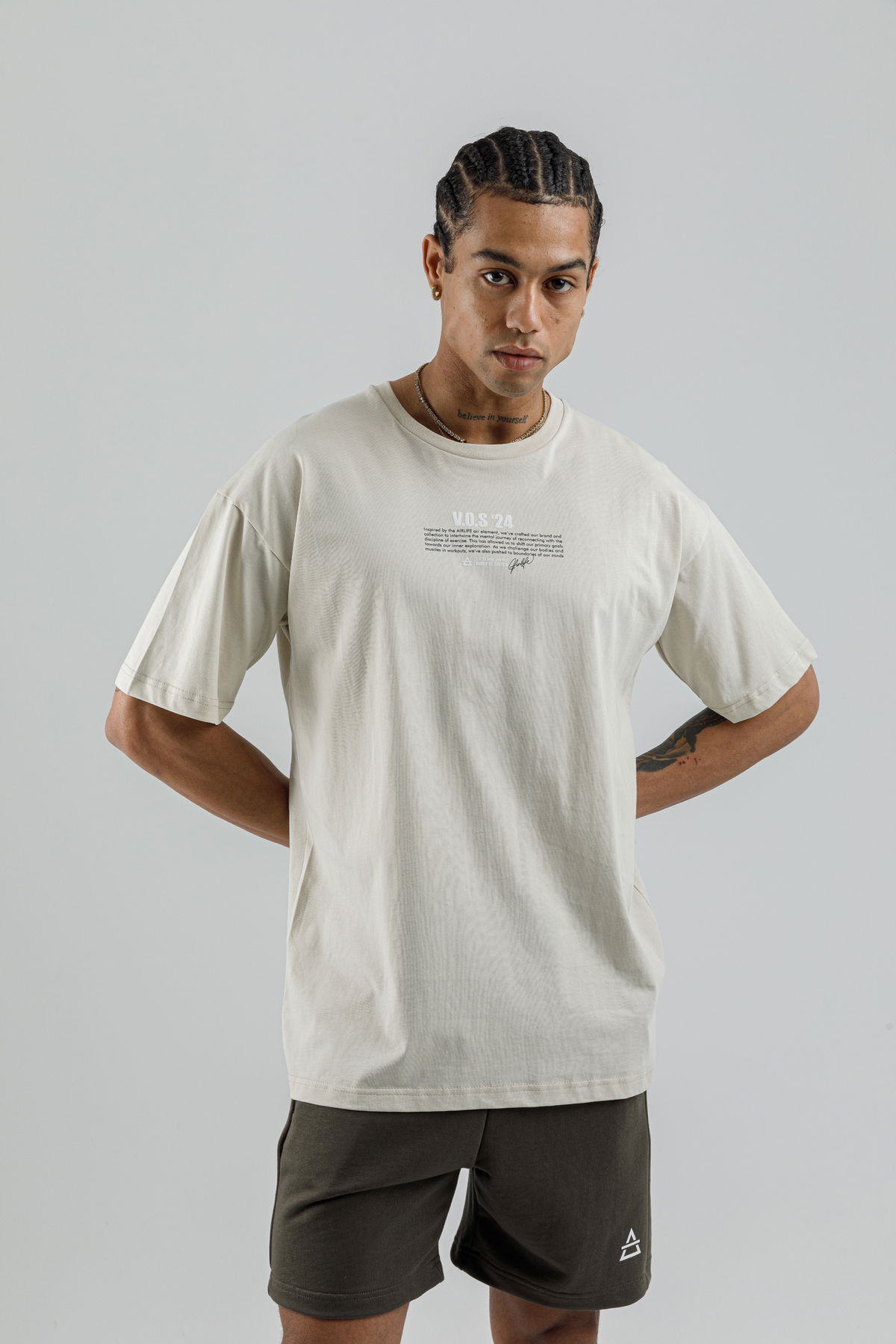 19160 - Beige - Men's Oversize T-shirt