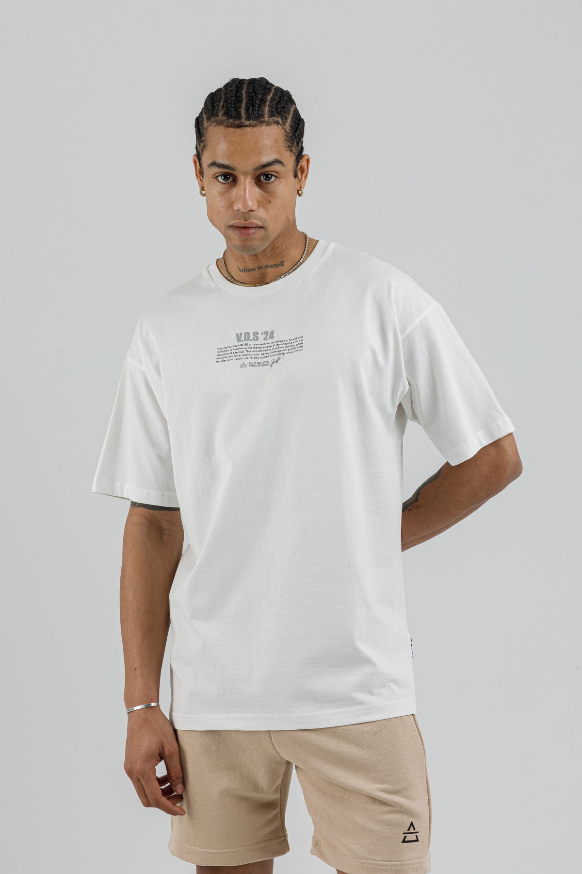 19160 - Bej - Men's Oversize T-shirt