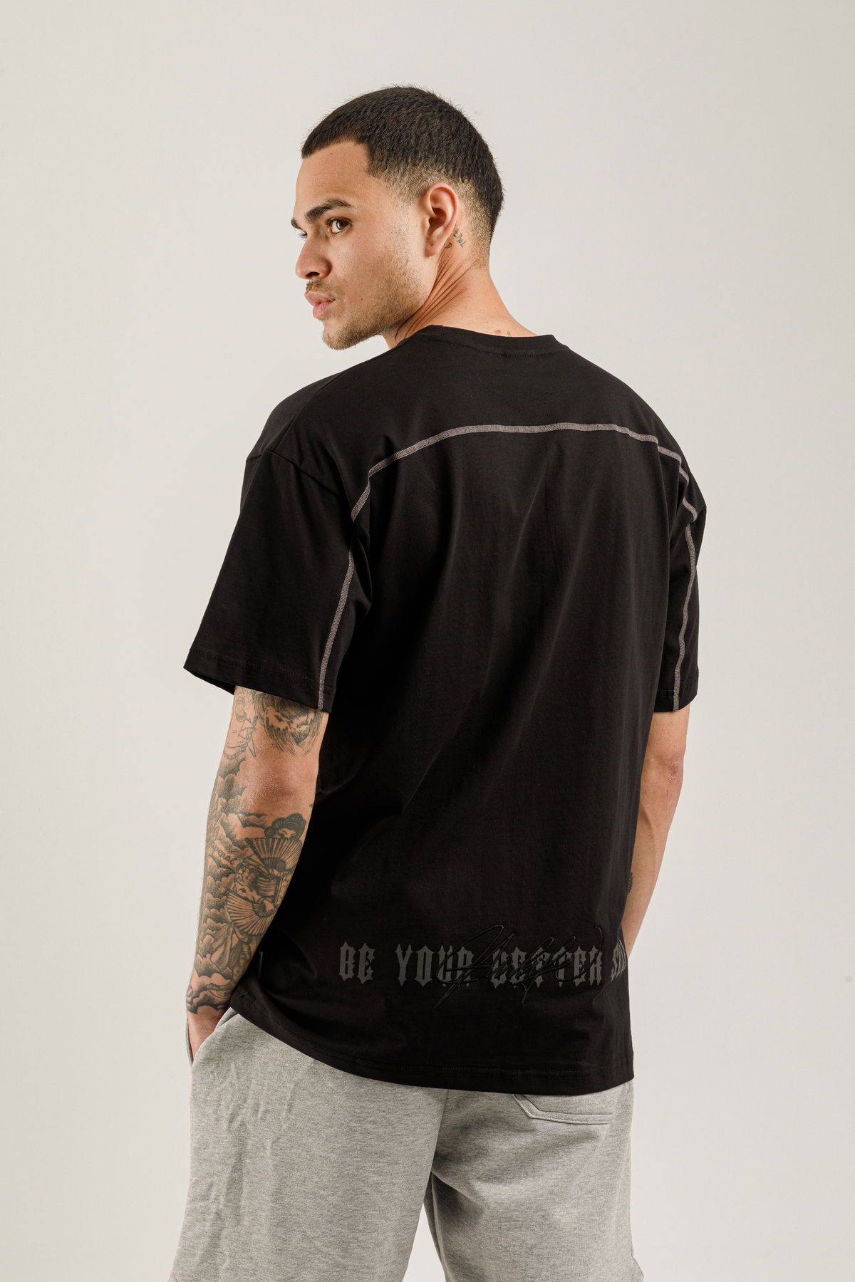 19161 - Bej - Men's Oversize T-shirt