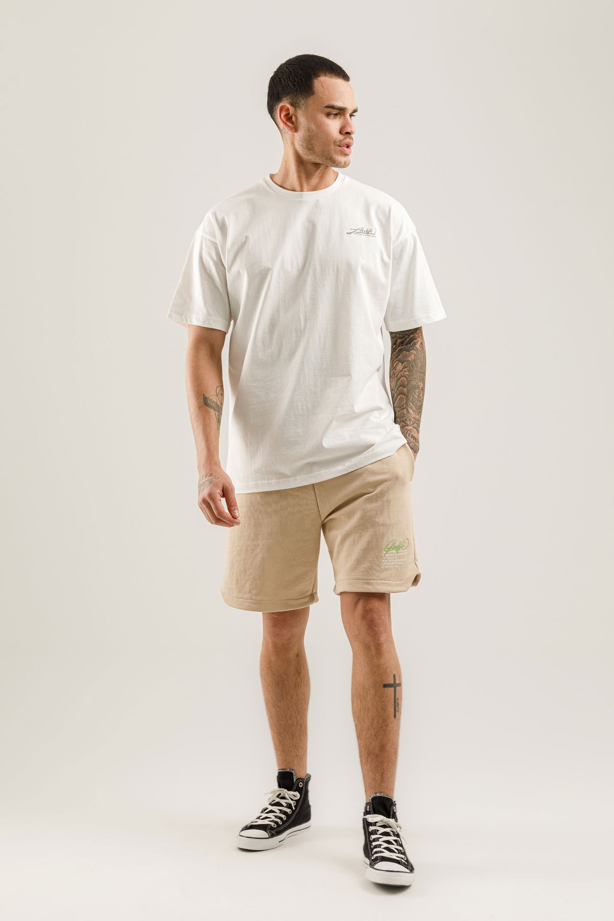 19161 - Bej - Men's Oversize T-shirt