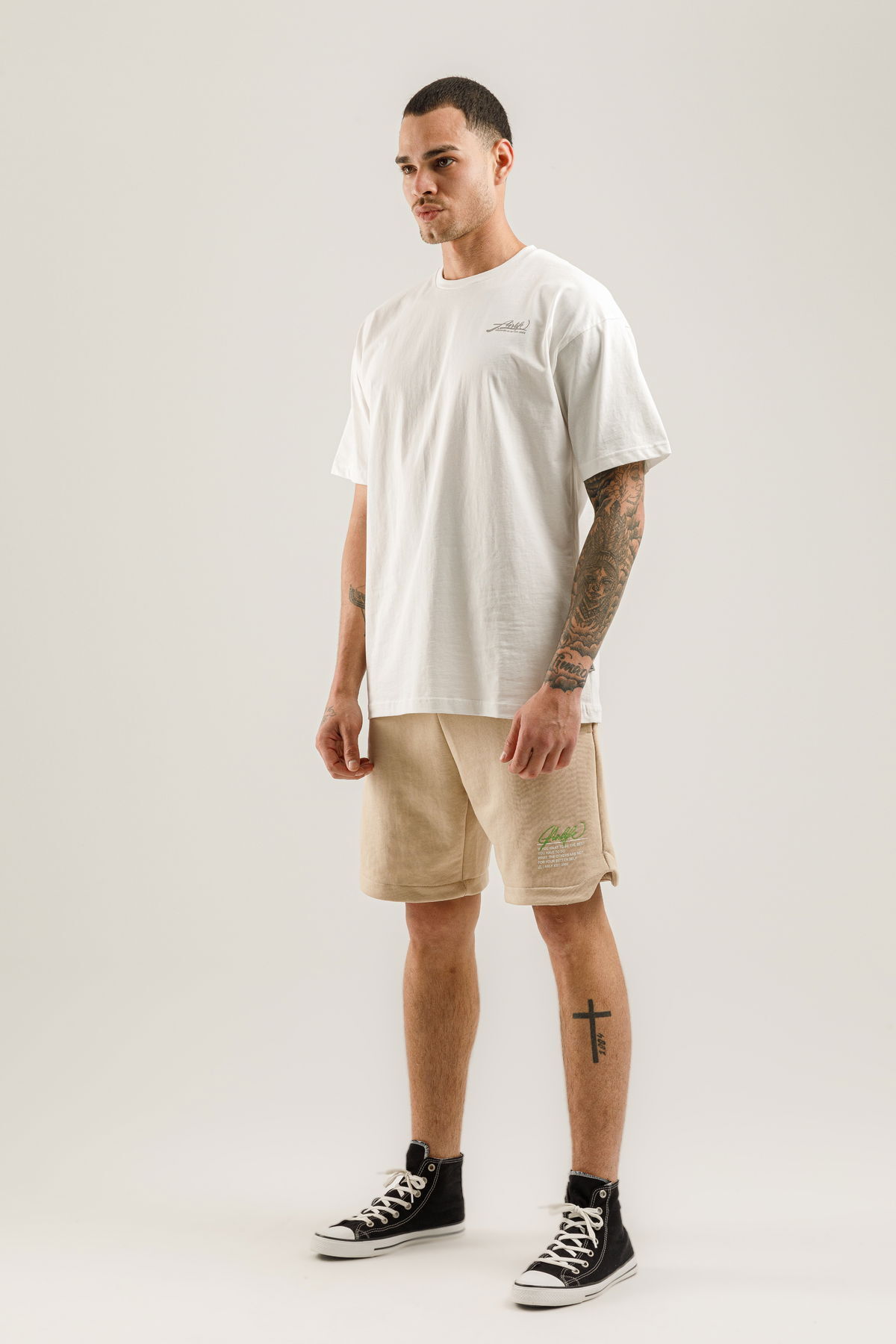 19161 - Bej - Men's Oversize T-shirt