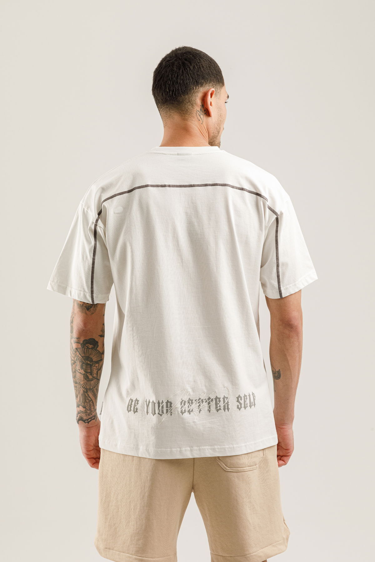 19161 - Bej - Men's Oversize T-shirt